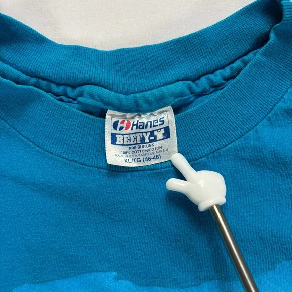 Connecticut Vintage 90s Single Stitch Graphic T-Shirt XL Blue Hanes Beefy-T - Picture 4 of 8